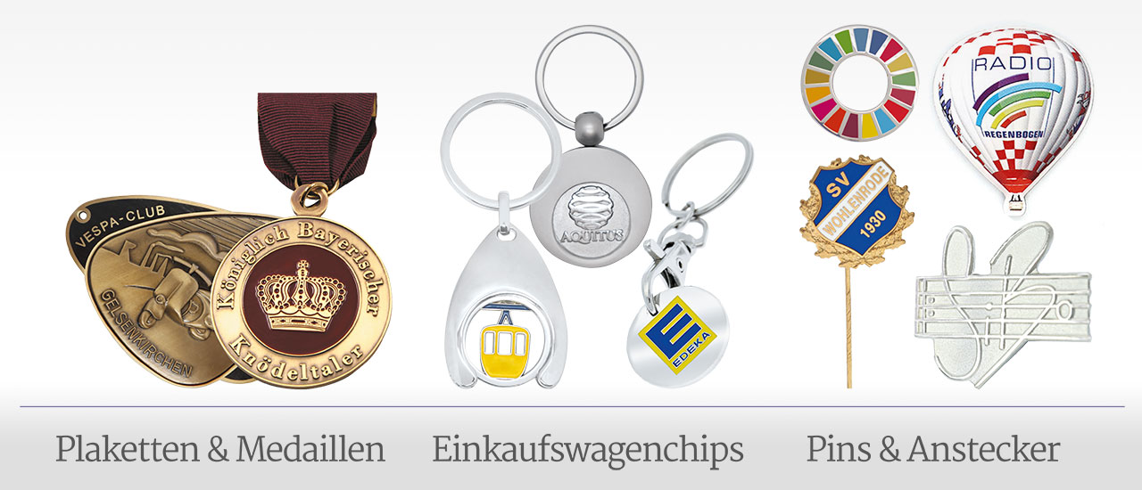 Pins & Mehr Produkte Plaketten Medallien Einkaufswagenchips Pins Anstecker