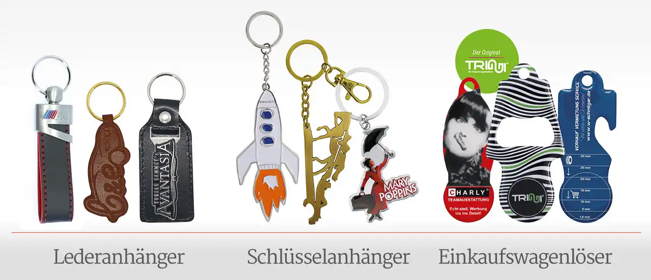 Pins & Mehr Produkte Lederanhänger Schlüsselanhänger Einkaufswagenlöser Triggi