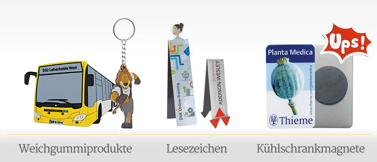Pins & Mehr Produkte Weichgummi Lesezeichen Kühlschrankmagnete
